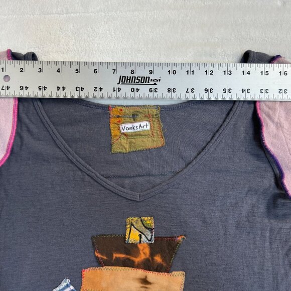 VonksArt Boho Chic Patchwork Long Sleeve Midi Dress One Of A Kind Art To Wear - Picture 4 of 10